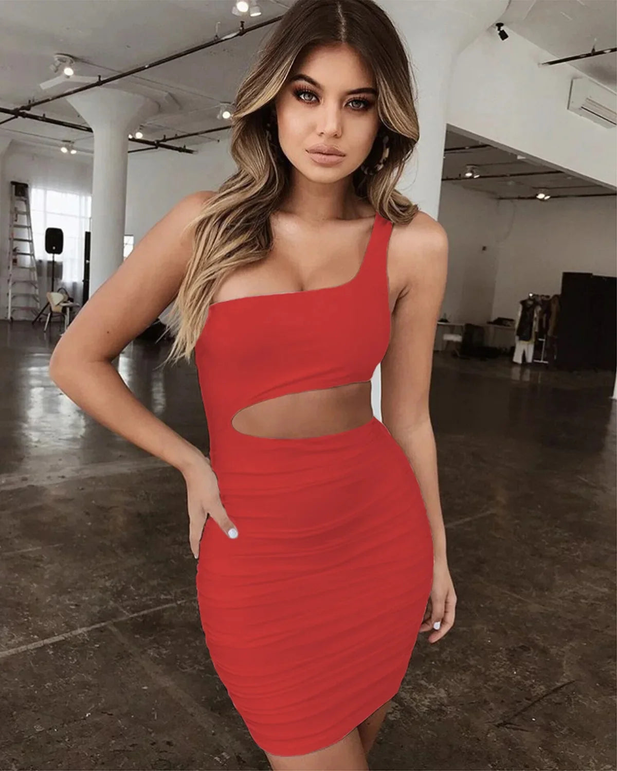 Women’s Sexy One-Shoulder Bodycon Dress – Sleeveless Club Wrap Chest Summer Skirt