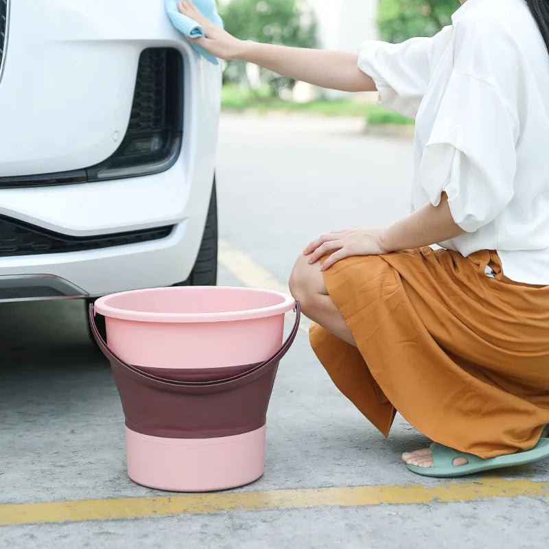 Portable Foldable Silicone Bucket - 5/10/17L Collapsible Basin for Camping, Laundry, Car Wash, Fishing & Household Use