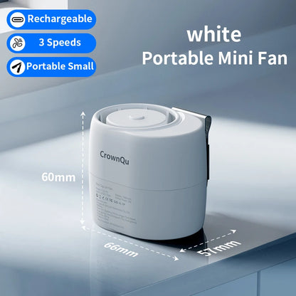 Portable Waist Clip Fan Rechargeable 360° Adjustable Turbo Neck Fan 3-Speed Strong Wind Outdoor Sports & Work Cooling Fan