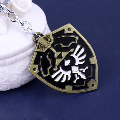 Zelda Shield Keychain – Enamel Metal Symbol Pendant Keyring for Men & Fans Gift
