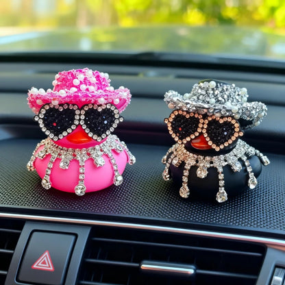 Luxury Diamond Rubber Duck Car Ornaments - Cute Dashboard Decorations & Funny Gifts for Jeep, BMW & Office Displays