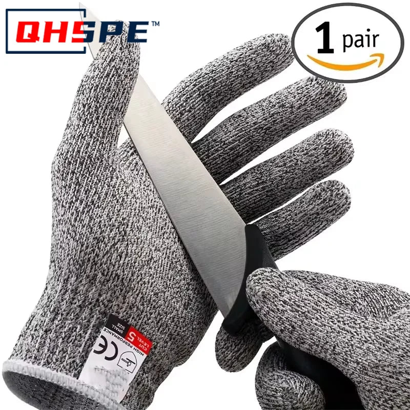 Level 5 HPPE Cut-Resistant Gloves – Protective Knitted Gloves for Kitchen, Gardening, Glass Handling, and Construction