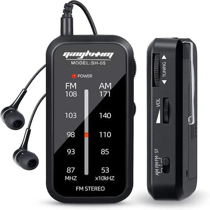 Mini Portable Walkman Radio - AM/FM Handheld Stereo Music Player with Headphones, AAA Battery Powered for Hiking & Walking