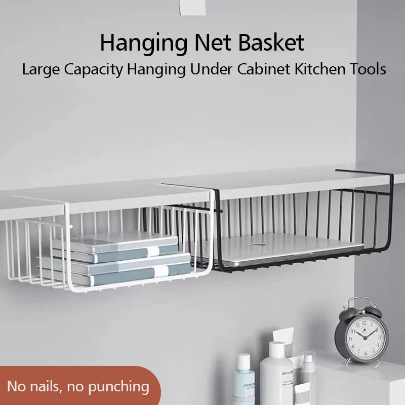 Metal Hanging Kitchen Storage Rack | Multifunctional Layered Book Organizer for Dormitories and Offices
