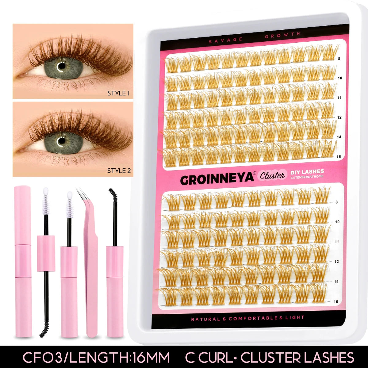 Lash Clusters Extension Kit – Fake Eyelashes Set with Lash Bond, Seal, and Applicator Tool for Makeup