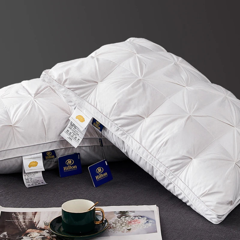 95% Goose Down Pillow – White Cotton Cover, 5-Star Hotel Quality, Low/Mid/High Loft for Sleeping, Rectangle Shape