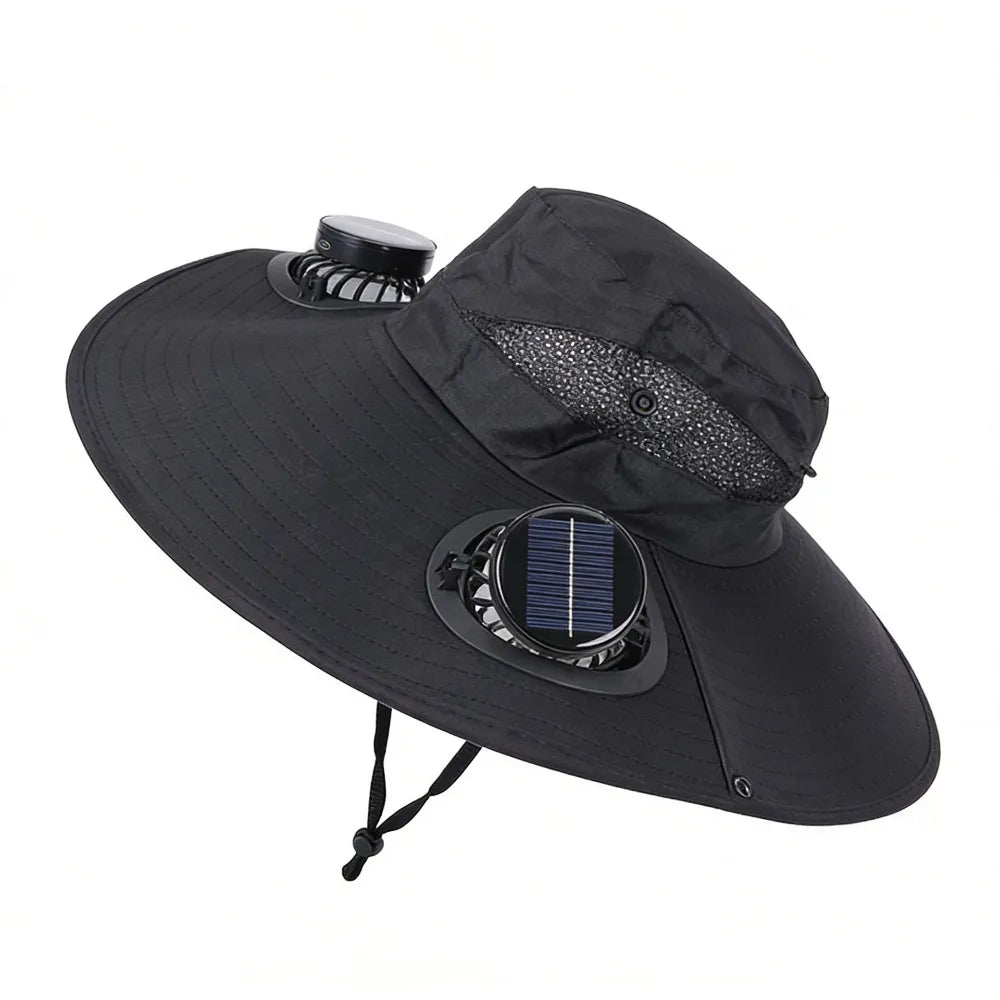 Solar Fan Hat - Breathable 3-Speed Cooling Visor Cap with UV Protection for Fishing & Summer