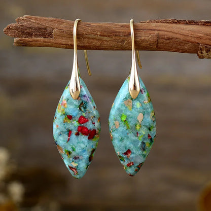 Bohemian Natural Stone Geometric Earrings - Luxury Emperor Stone Pendant Jewelry for Women
