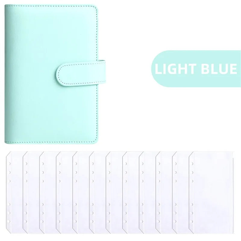PU Leather Budget Binder with Cash Envelopes – A6 Planner Organizer, Zip Pockets for Saving Money, Small French Budget Pouch