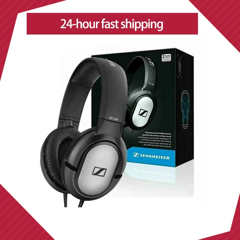 Sennheiser HD 206 Wired Headphones – Deep Bass Stereo Noise-Isolating Earphones for Sports & Gaming