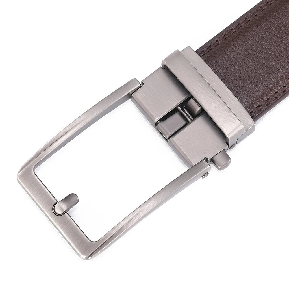 Men’s Luxury Leather Click Belt – Automatic Buckle Designer Waist Strap for Jeans (Blue, 3.5cm)