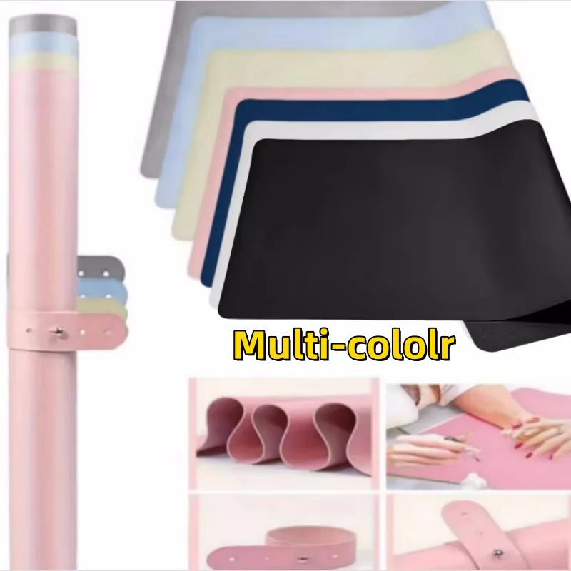Nail Art Table Mat - Soft Foldable PU Leather Manicure Hand Rest Pad
