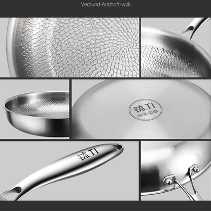 German Pure Titanium Frying Pan - Non-Stick Uncoated Fish Scale Hammer Pattern Titanium Alloy Cookware, 26/28/30cm