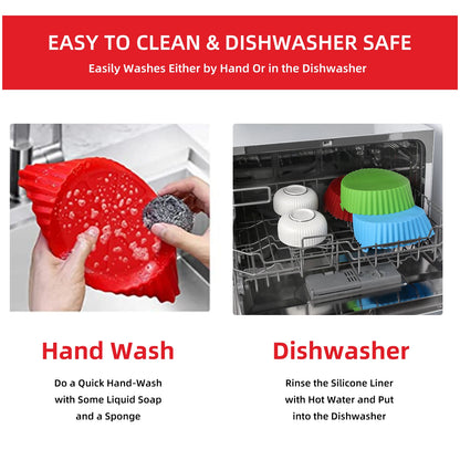 Reusable Air Fryer Silicone Liners: Food-Safe, Non-Stick Silicone Pot for Air Fryer Basket - Easy Cleaning Accessory