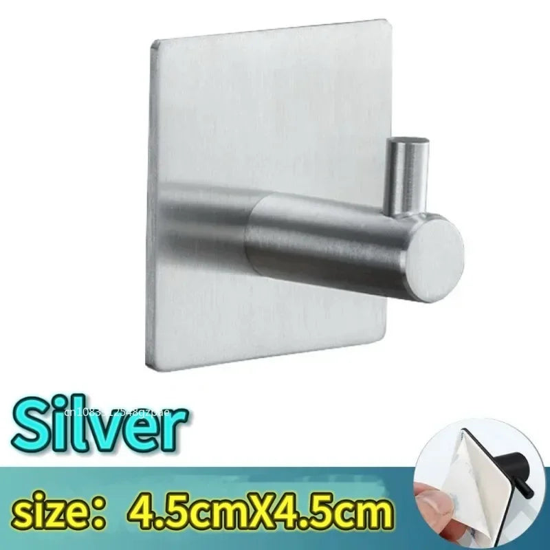 Strong Adhesive Wall Hooks – Black Coat, Robe, and Towel Hangers for Bathroom, Kitchen, and Home Organization