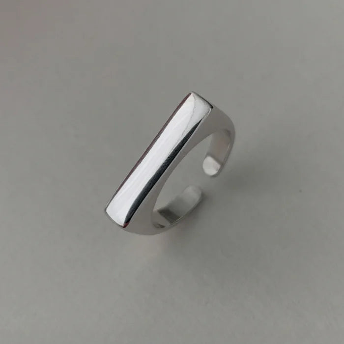 925 Sterling Silver Open Ring — Handmade Geometric Irregular Cross Lines for Women