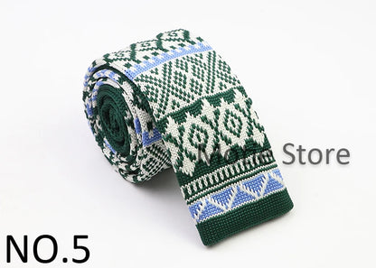 Classic Knit Neck Tie for Men — 6cm Plaid & Dots Casual Business Wedding Tie