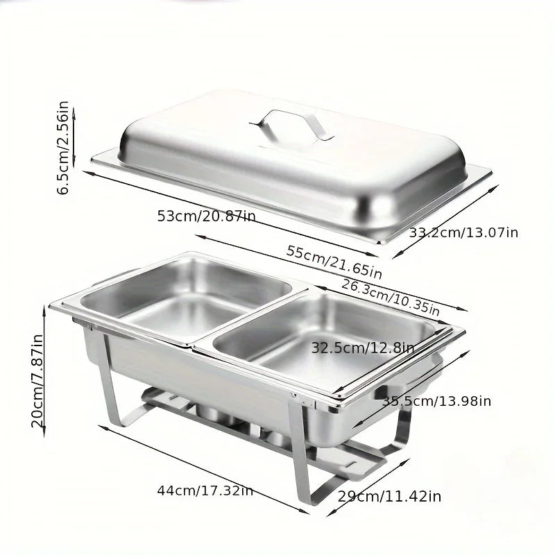 4-Pack Stainless Steel Buffet Warmer with Insulated Cover - Family-Sized Heat Preservation Stove for Restaurants   2/2