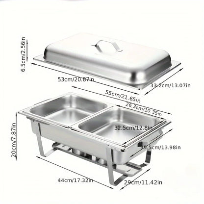 4-Pack Stainless Steel Buffet Warmer with Insulated Cover - Family-Sized Heat Preservation Stove for Restaurants   2/2