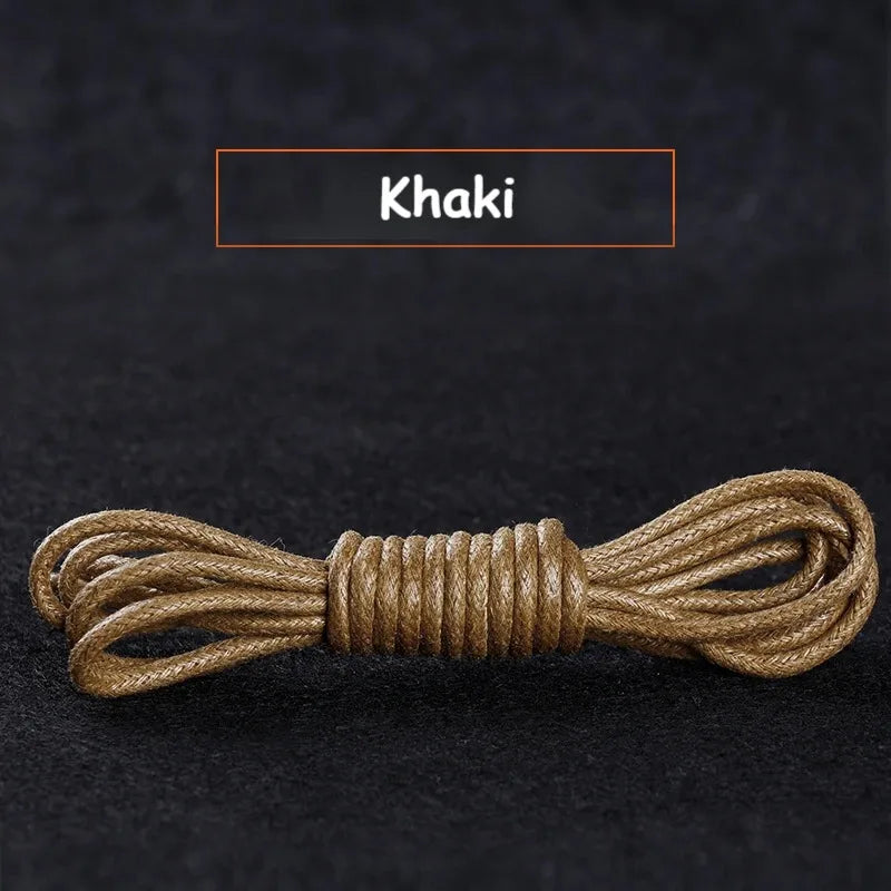 Cotton Waxed Shoe Laces - Round Leather Style Waterproof Replacement Laces for Oxford Shoes & Boots