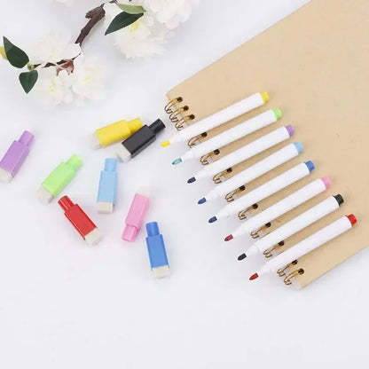 8PC Magnetic Whiteboard Markers – Colorful Blackboard & Whiteboard Pens with Built-In Eraser for School, Kids Drawing & Graffiti