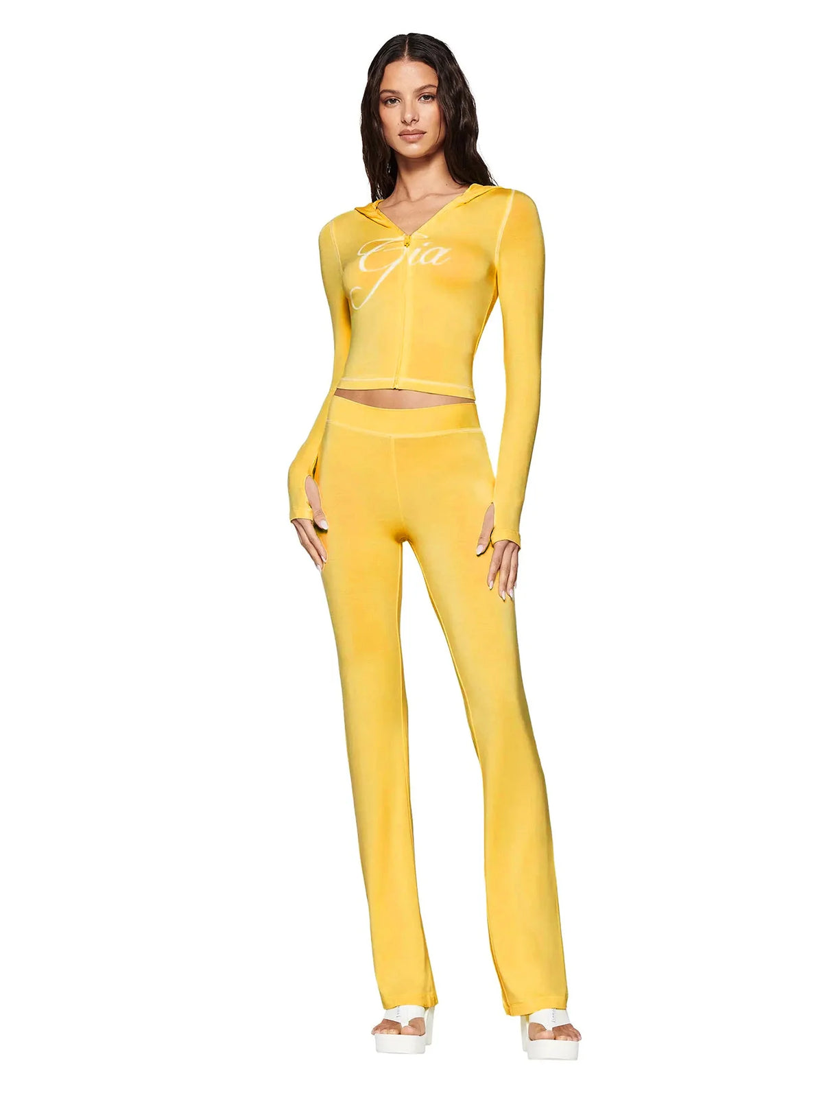 Women’s Letter Print 2-Piece Tracksuit Set - Hooded Zip-Up Coat & Jogger Pants for Autumn and Winter