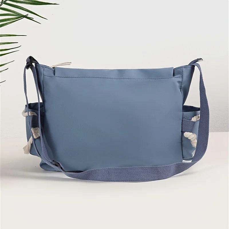 Men’s Nylon Messenger Bag - Trendy Solid Color Crossbody Shoulder Bag for School & Everyday Use