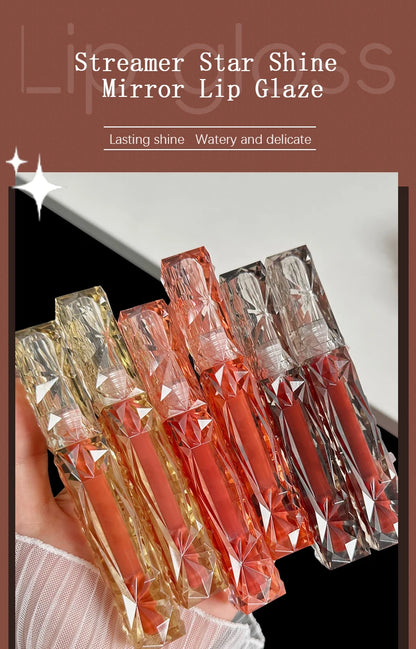 Long-Lasting Waterproof Lip Gloss – Moisturizing Mirror Shine, Easy Halo-Dyeing, Transparent Color Cosmetics