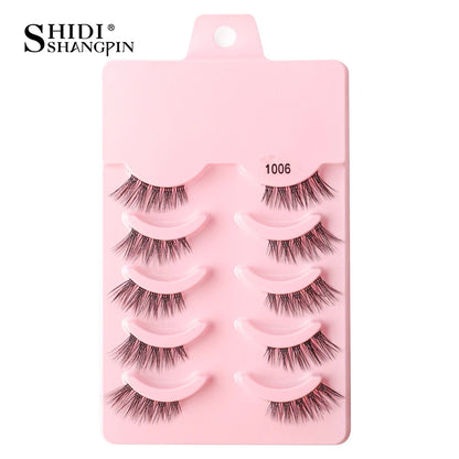 SHIDISHANGPIN 5/10 Pairs Cat Eye False Lashes – 3D Mink Half Lashes, Eyelash Extensions for Natural Makeup, Faux Cils Maquiagem