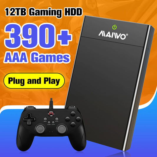 Portable 24TB External Gaming HDD – 390+ Retro Games for PS2, PS3, PS4, WiiU, MAME & Windows PC Playnite System