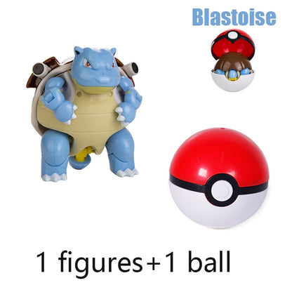 New Pokémon Action Figures – Pikachu, Charizard & Greninja Pocket Monster Poké Ball Deformation Toys for Kids Birthday Gifts