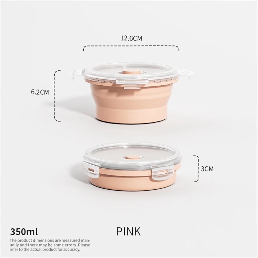 Collapsible Silicone Food Storage Container - Portable Lunch Box with Lid for Microwave & Freezer Use