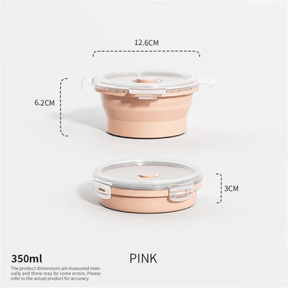 Collapsible Silicone Food Storage Container - Portable Lunch Box with Lid for Microwave & Freezer Use