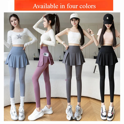 Women’s Seamless High Waist Yoga Leggings with Pockets – Two Piece Hip Lift Fitness Pants