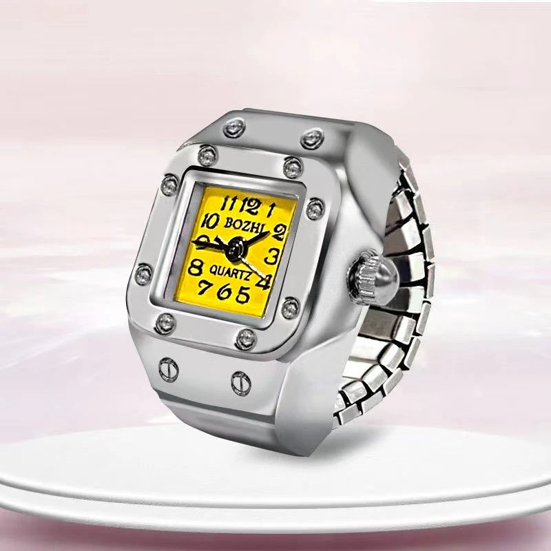 Kiss Jewelry Digital Quartz Finger Watch Ring – Mini Elastic Punk Style Clock Ring for Women, Men & Couple Teens Accessory