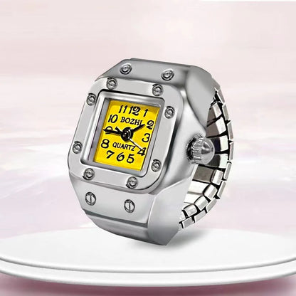 Kiss Jewelry Digital Quartz Finger Watch Ring – Mini Elastic Punk Style Clock Ring for Women, Men & Couple Teens Accessory