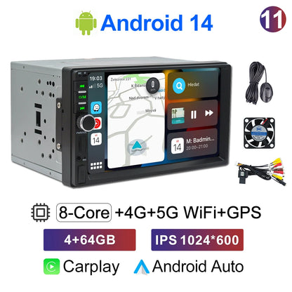 CAIXI 2Din Android 14 Car Radio — Universal CarPlay GPS Multimedia Autoradio for Toyota, Nissan, Jeep, Hyundai, Kia, Chevrolet, VW & Fiat
