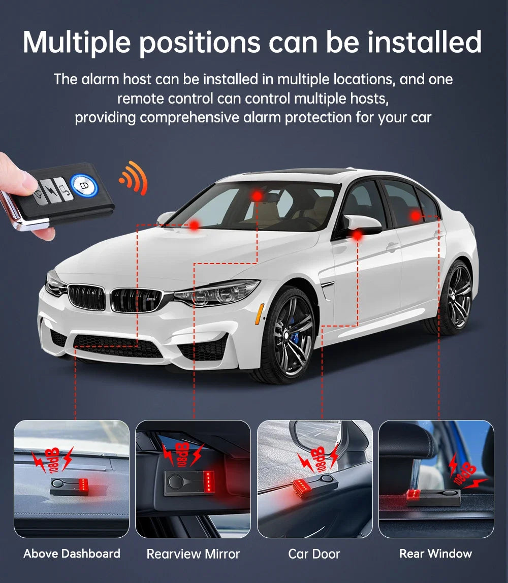 Extractme 108dB Wireless Car Anti-Theft Alarm – Vibration Sound & Light Vehicle Security System with Remote for Doors & Windows