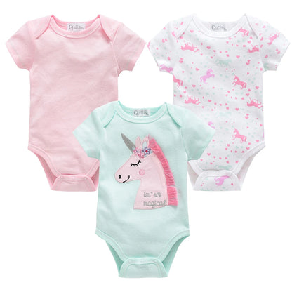 3/6PCS Baby Cotton Bodysuits – Short Sleeve Onesies for Newborns & Toddlers 0-12 Months, Boys & Girls