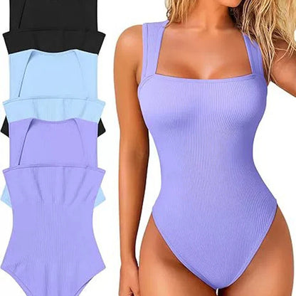 EOTVOTEE Women’s Sleeveless Square Collar Bodysuit – Chic Spring/Summer 2025 Fashion, Comfortable Fit