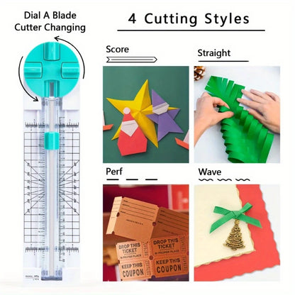 4-in-1 Multi-function Paper Cutter: 360-Degree Rotary Paper Cutter with Creasing Machine - Hand-Cutting Art Tools