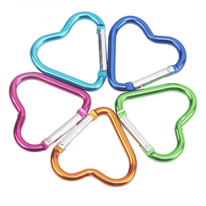 10PCS Heart Shape Aluminum Carabiner Clips - Tactical Keychain Hooks for Outdoor Gear, Water Bottles & EDC Tools