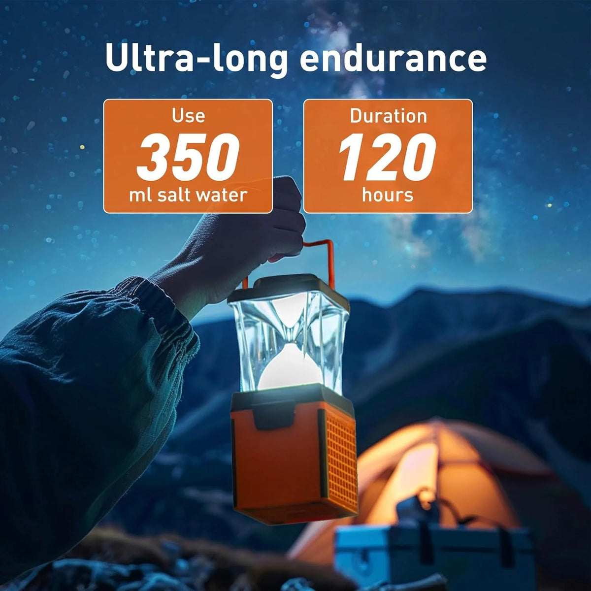 LED Saltwater Camping Lantern - 350-Lumen Emergency Light for Power Outages, Hurricanes & Outdoor Use