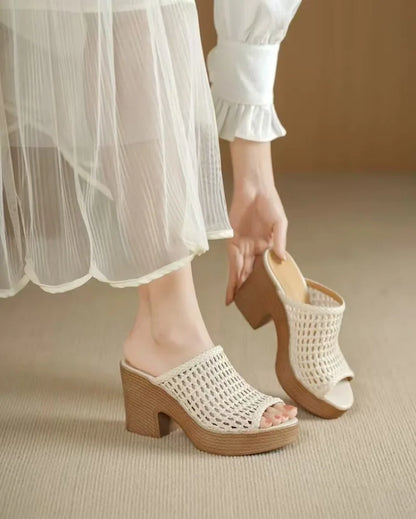 Women’s Platform High Heel Summer Sandals – Thick Sole Casual Slip-On Shoes