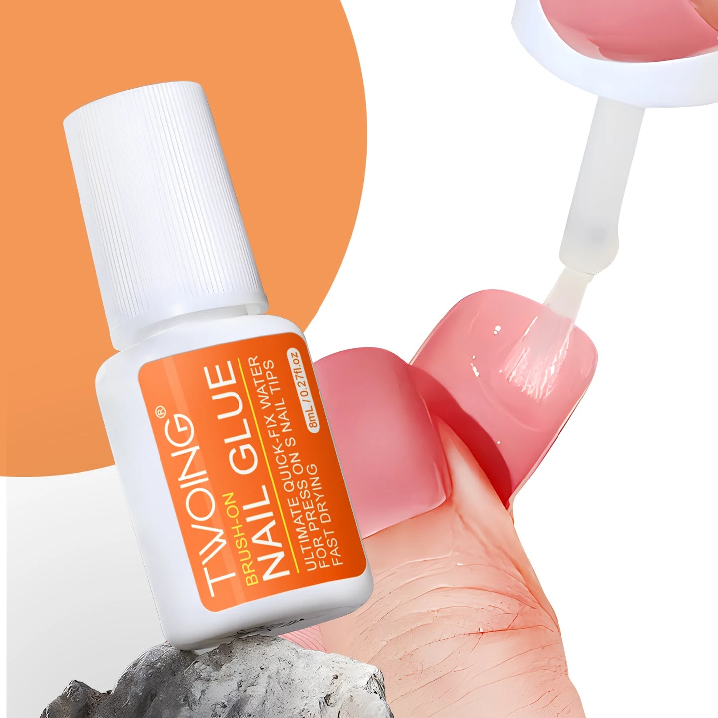 Twoing Waterproof Nail Adhesive — Long-Lasting, Fast-Drying, Formaldehyde-Free Glue for Acrylic & Fake Nails