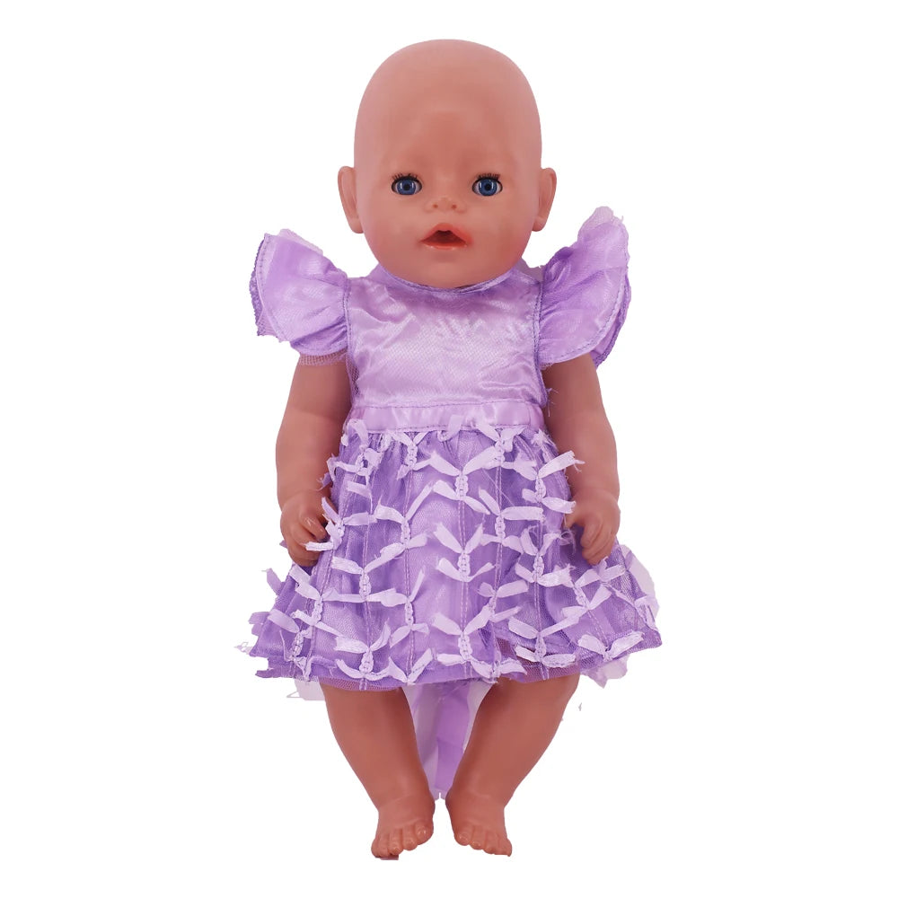 18-Inch Doll Nightdress Outfit — Purple Series Clothes for American & 43CM Baby Dolls, Our Generation Doll Gift