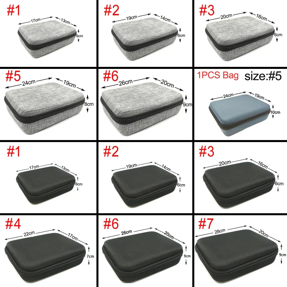 Multi-Size EVA Hard Storage Box - Shockproof Travel Zipper Bag for Earphone and Accessories, Outdoor Tools Organizer Case