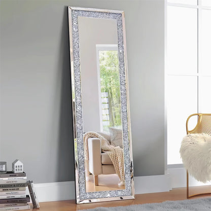 XXXL Large Full-Length Wall Mirror – Crushed Crystal Diamond Decorative Design