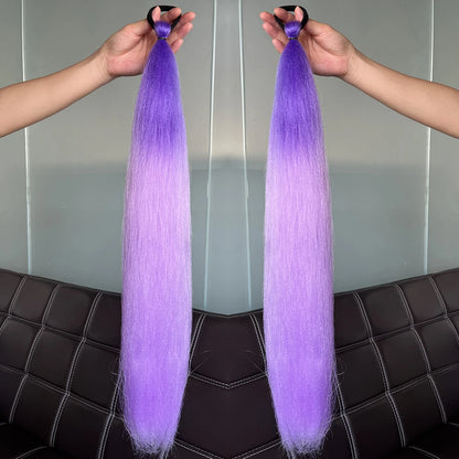 Synthetic Colorful Ponytail Extensions – Long Straight Braided Hairpieces with Rubber Band for Women