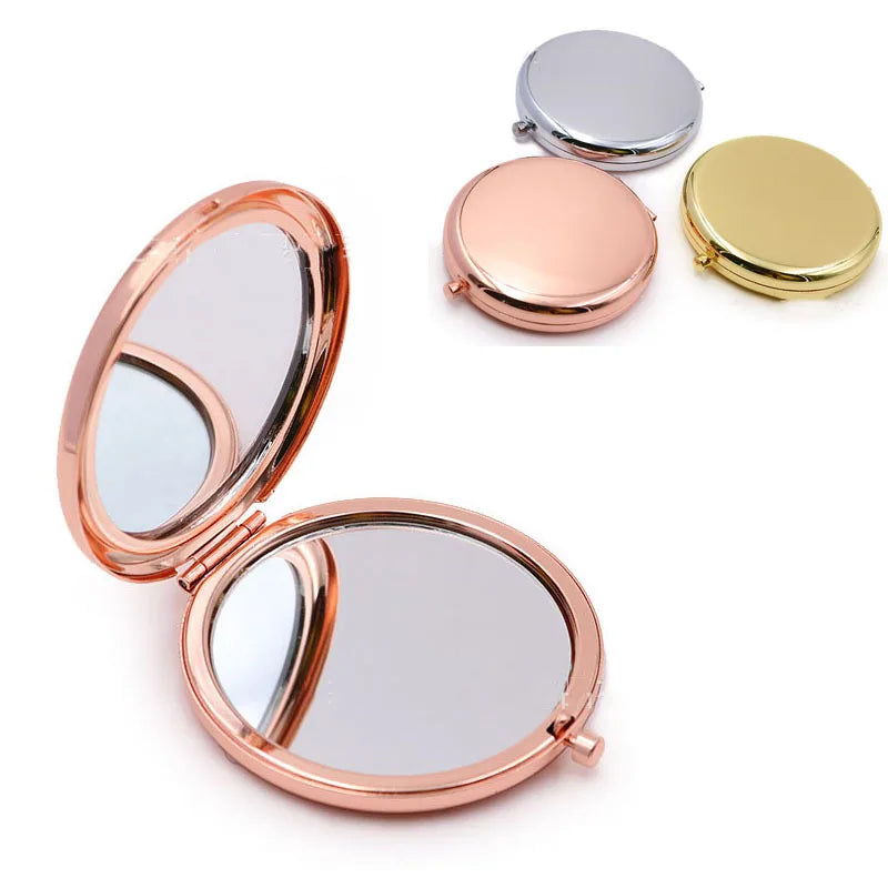 Rose Gold Double-Sided Compact Mirror - Portable Folding Mini Pocket Makeup Mirror for Women & Men